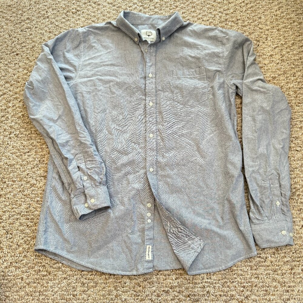MOCOTONO Thick button down collared Cotton‎ Gray L